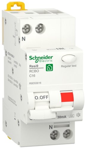 Автомат дифференциального тока АВДТ Schneider Electric Resi9 2п 16А 30мА 6кА C тип A фото Автомат дифференциального тока АВДТ Schneider Electric Resi9 2п 16А 30мА 6кА C тип A картинка